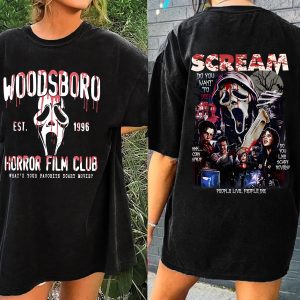 90s Halloween Scream Sweatshirt and Hoodie, Woodsboro Horror Film Club Sweatshirt, Horror Character Sweater, Halloween Scary Movie Womenswear Tops Underwear Lady