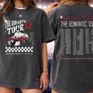 New Show Added Bruno Mars The Romantic Tour 2026 Schedule Dates Two Sided T-Shirt, Gift for Her