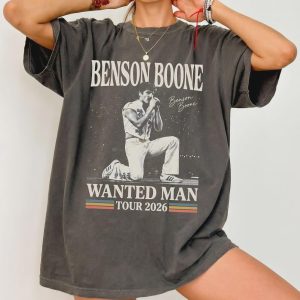 Comfort Colors Benson Boone Tour 2026 Shirt, Wanted Man Concert Tee, Retro Music Fan Shirt, Vintage Concert Merch Style Tee, Pop Musicshirt