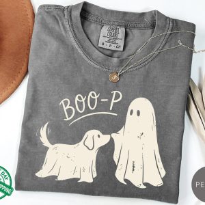 Boo-p Ghost Dog T-Shirt, Funny Halloween Dog Mom Shirt