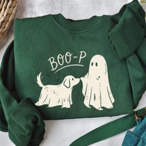 Boo-p Ghost Dog Shirt, Funny Halloween Dog Mom Shirt, Halloween Sweatshirt