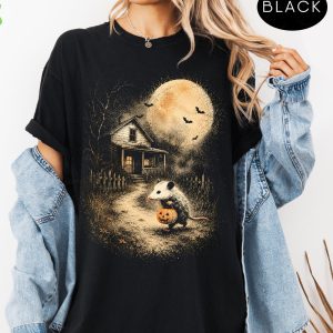Vintage Opossum Halloween Shirt, Spooky Moon Fall Graphic Shirt