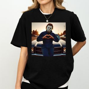 Retro Michael Myers Shirt, Funny Heart Hands Horror Graphic Tee